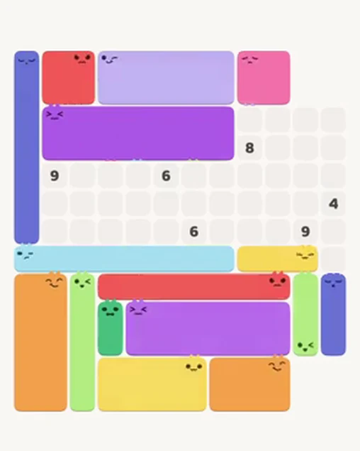 MeowBlock Level 98 after step 16, placing the 8-cell horizontal block at the middle center